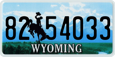WY license plate 8254033