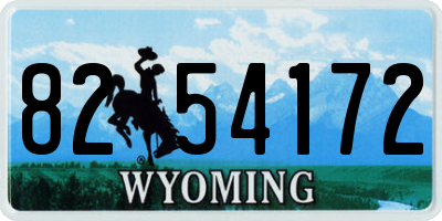 WY license plate 8254172