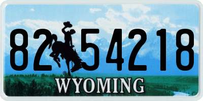 WY license plate 8254218