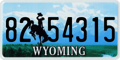 WY license plate 8254315