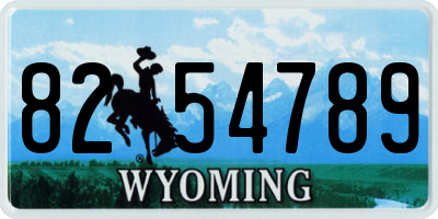 WY license plate 8254789