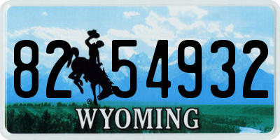 WY license plate 8254932