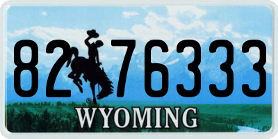 WY license plate 8276333