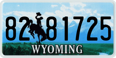 WY license plate 8281725