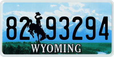 WY license plate 8293294