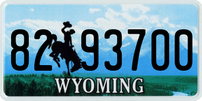 WY license plate 8293700