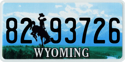 WY license plate 8293726