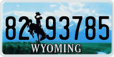 WY license plate 8293785
