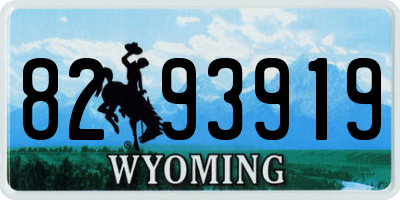 WY license plate 8293919