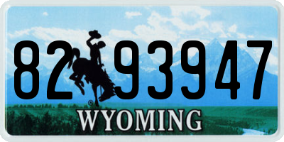 WY license plate 8293947