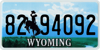 WY license plate 8294092