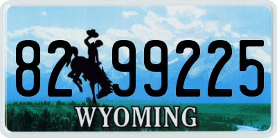 WY license plate 8299225
