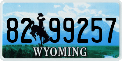 WY license plate 8299257