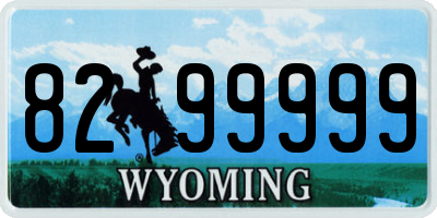WY license plate 8299999