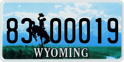 WY license plate 8300019