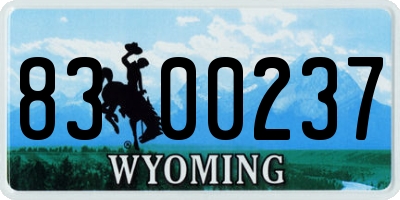 WY license plate 8300237