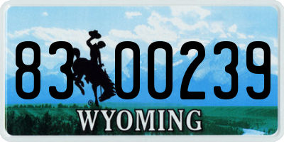 WY license plate 8300239