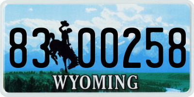 WY license plate 8300258