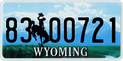 WY license plate 8300721