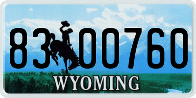 WY license plate 8300760