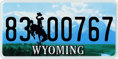 WY license plate 8300767
