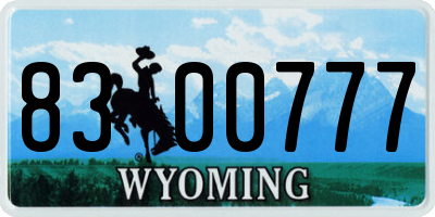 WY license plate 8300777