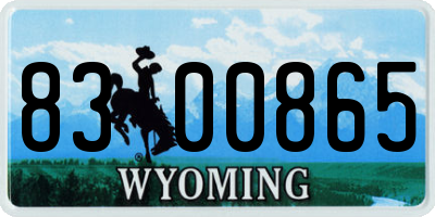 WY license plate 8300865