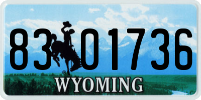 WY license plate 8301736