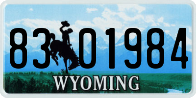 WY license plate 8301984