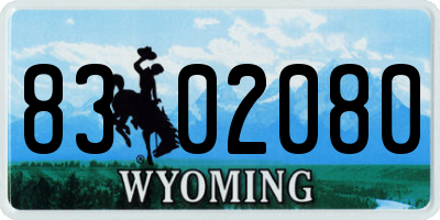 WY license plate 8302080