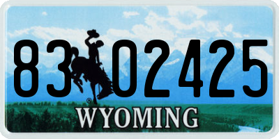 WY license plate 8302425