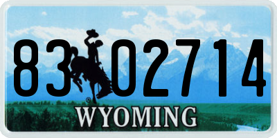 WY license plate 8302714