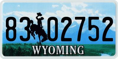 WY license plate 8302752