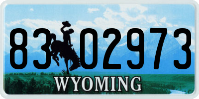 WY license plate 8302973
