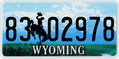 WY license plate 8302978