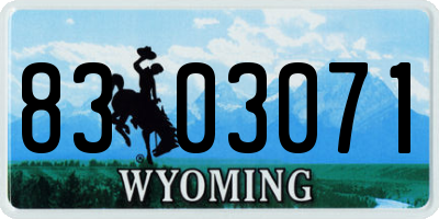 WY license plate 8303071