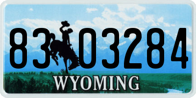 WY license plate 8303284