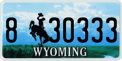 WY license plate 830333