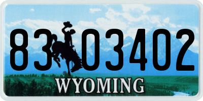 WY license plate 8303402