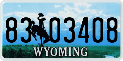 WY license plate 8303408