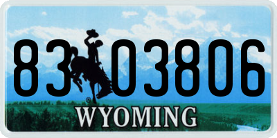 WY license plate 8303806