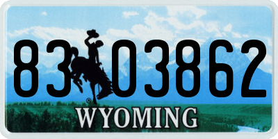 WY license plate 8303862
