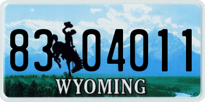 WY license plate 8304011