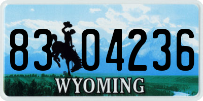 WY license plate 8304236