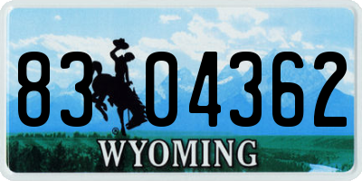 WY license plate 8304362