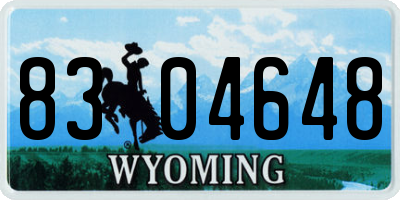 WY license plate 8304648