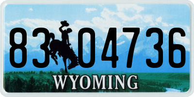 WY license plate 8304736