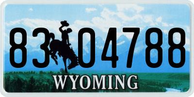 WY license plate 8304788