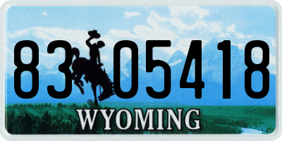 WY license plate 8305418