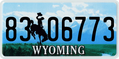 WY license plate 8306773